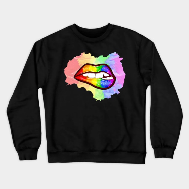 Colorful Mouth Rainbow Lips Crewneck Sweatshirt by SoCoolDesigns